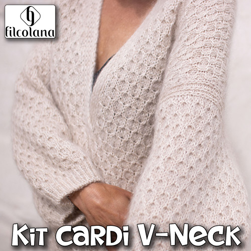km232 Pattern Cardi V-Neck by Anne Ventzel