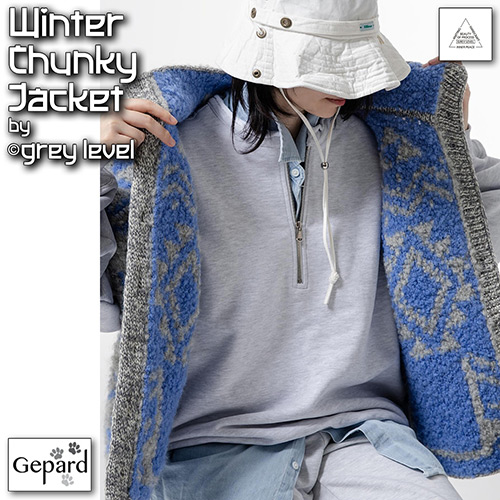 km328 Pattern Winter Chunky Jacket by grey level with Gepard