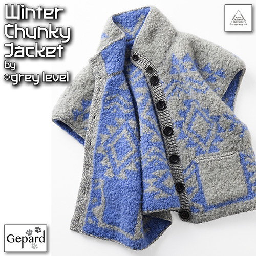 km328 Pattern Winter Chunky Jacket by grey level with Gepard