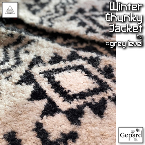 km328 Pattern Winter Chunky Jacket by grey level with Gepard