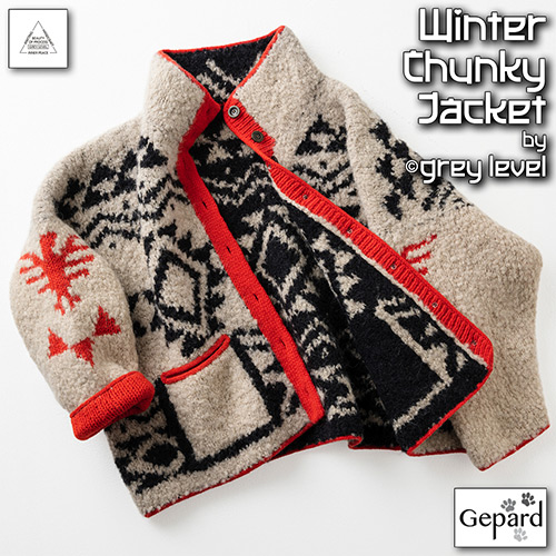 km328 Pattern Winter Chunky Jacket by grey level with Gepard