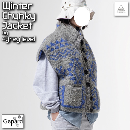 km328 Pattern Winter Chunky Jacket by grey level with Gepard