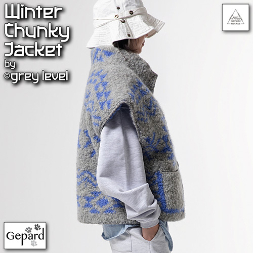 km328 Pattern Winter Chunky Jacket by grey level with Gepard