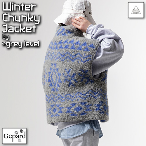 km328 Pattern Winter Chunky Jacket by grey level with Gepard