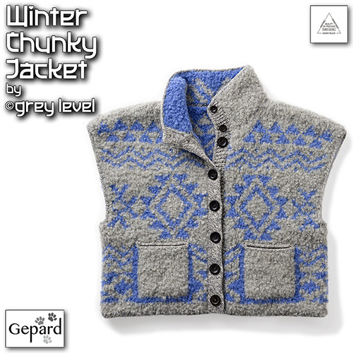 km328 Pattern Winter Chunky Jacket by grey level with Gepard