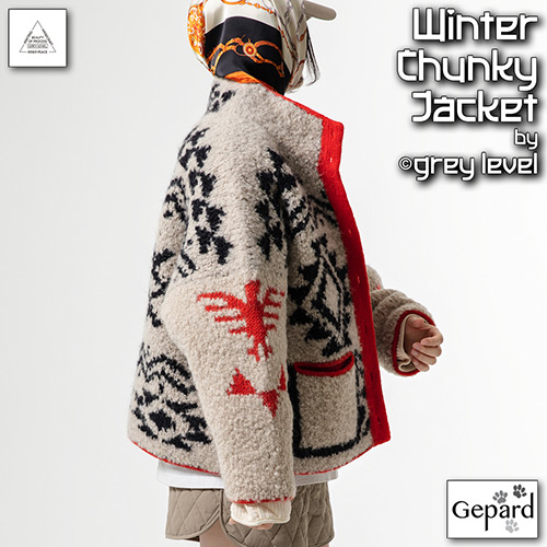 km328 Pattern Winter Chunky Jacket by grey level with Gepard