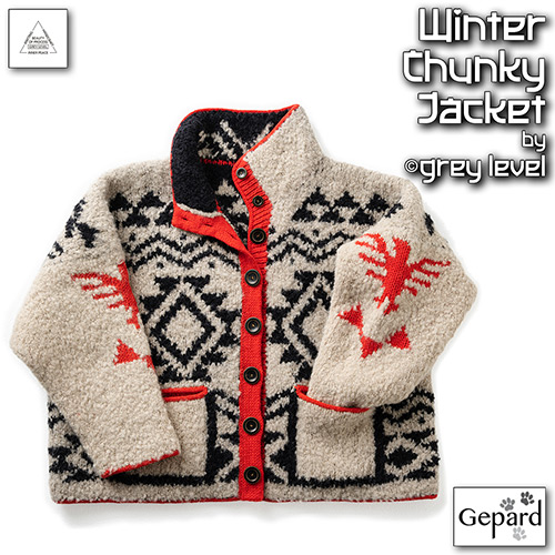 km328 Pattern Winter Chunky Jacket by grey level with Gepard