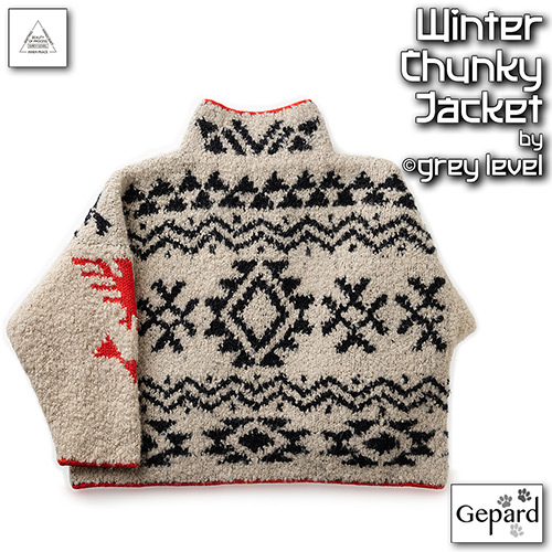 km328 Pattern Winter Chunky Jacket by grey level with Gepard