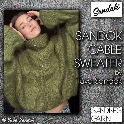km402 Pattern Sandok Cable Sweater by Tuva Sandok