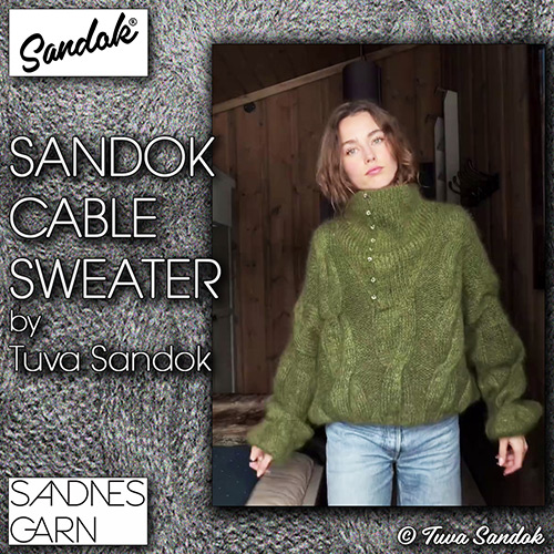 km402 Pattern Sandok Cable Sweater by Tuva Sandok