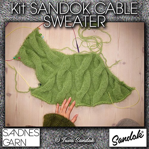 km402 Kit Sandok Cable Sweater with Sandnes Garn - Taglie